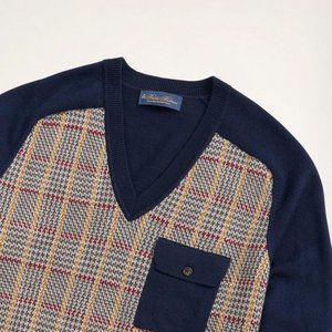 Merino Plaid V-Neck Sweater